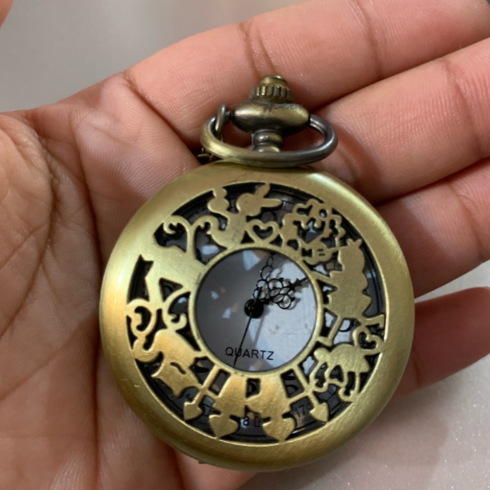 Alice In Wonderland stopwatch necklace